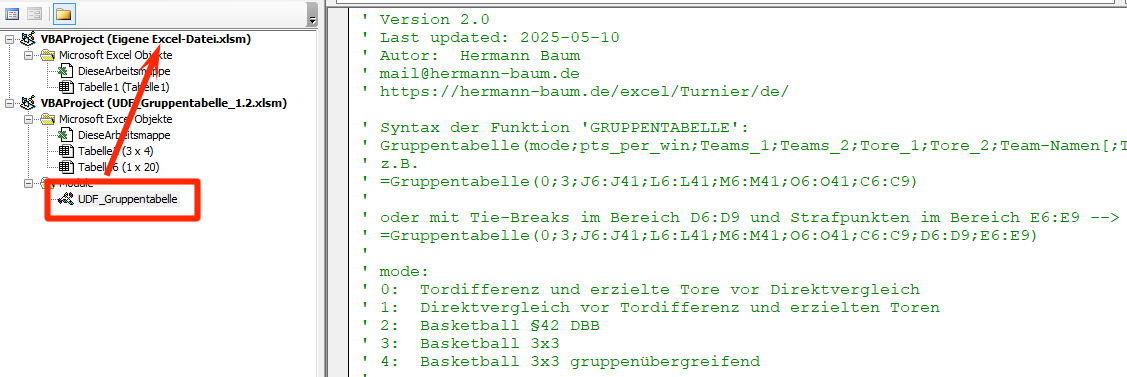 Modul 'UDF_Gruppentabelle' kopieren