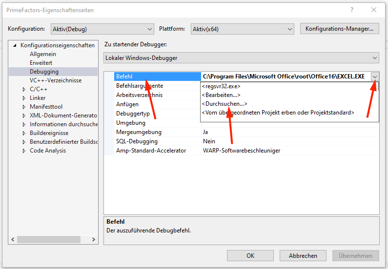 Pfad der EXCEL.EXE-Datei registrieren