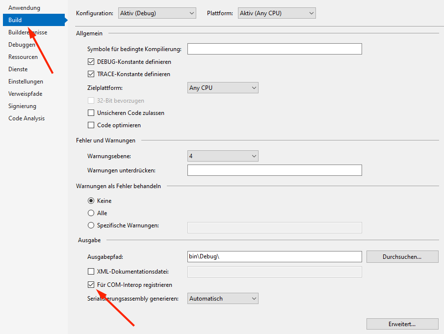 Für COM-Interop registrieren