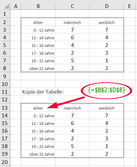 Excel Matrixformeln Beispiel 3