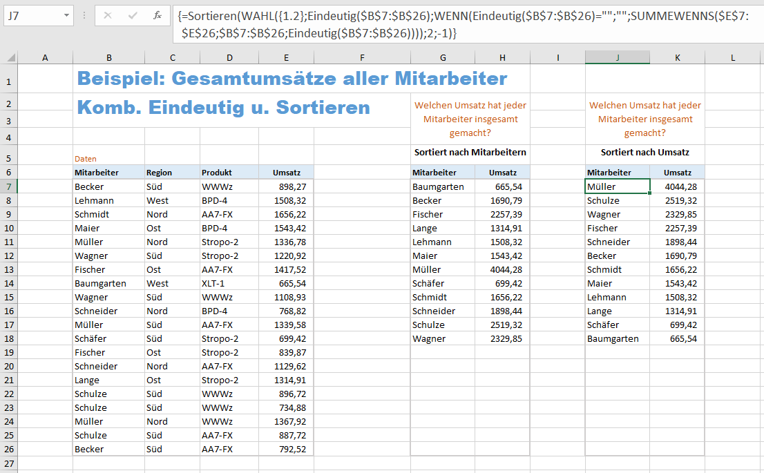 Beispiel: Umsätze aller Mitarbeiter